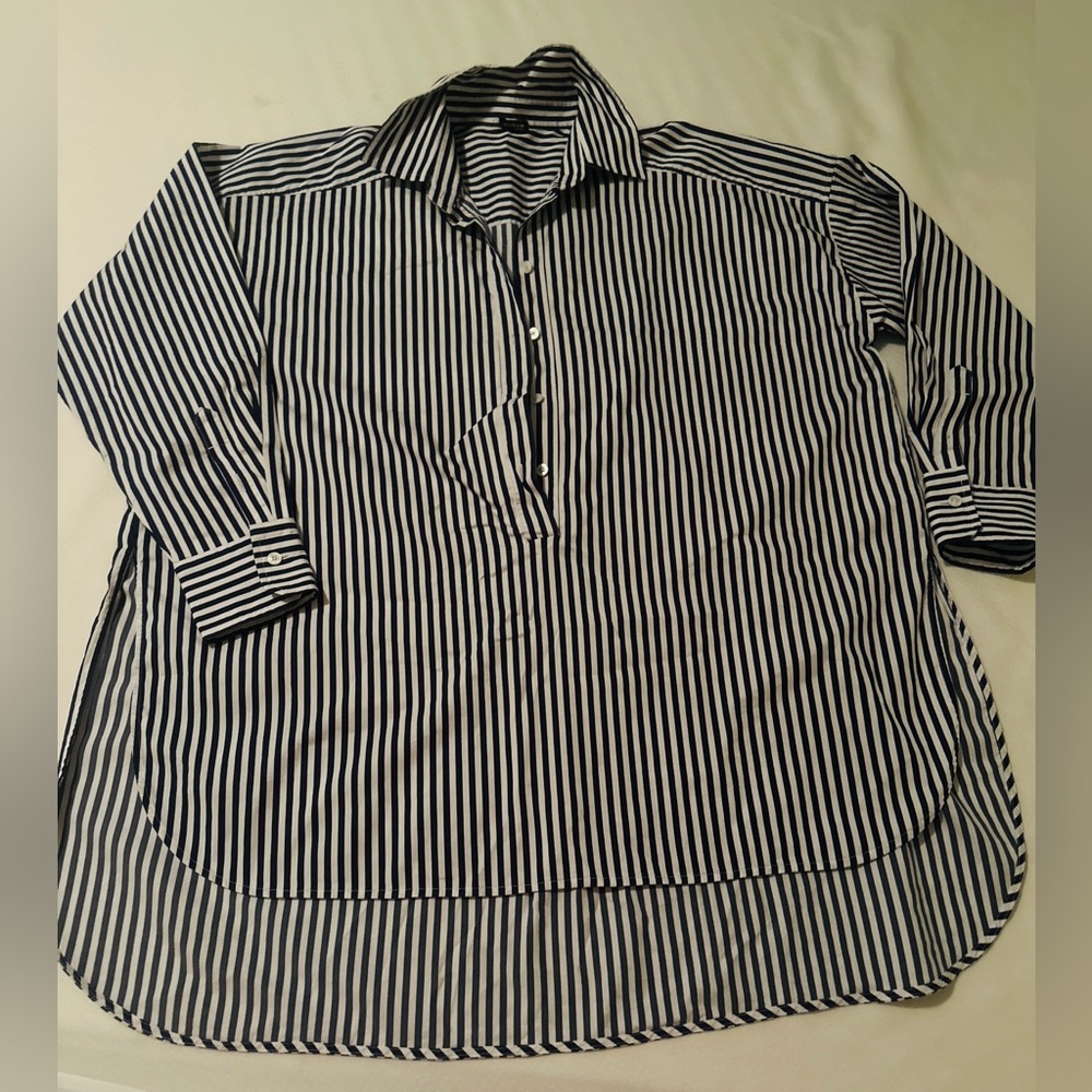 Kiton Blue and White Striped Blouse